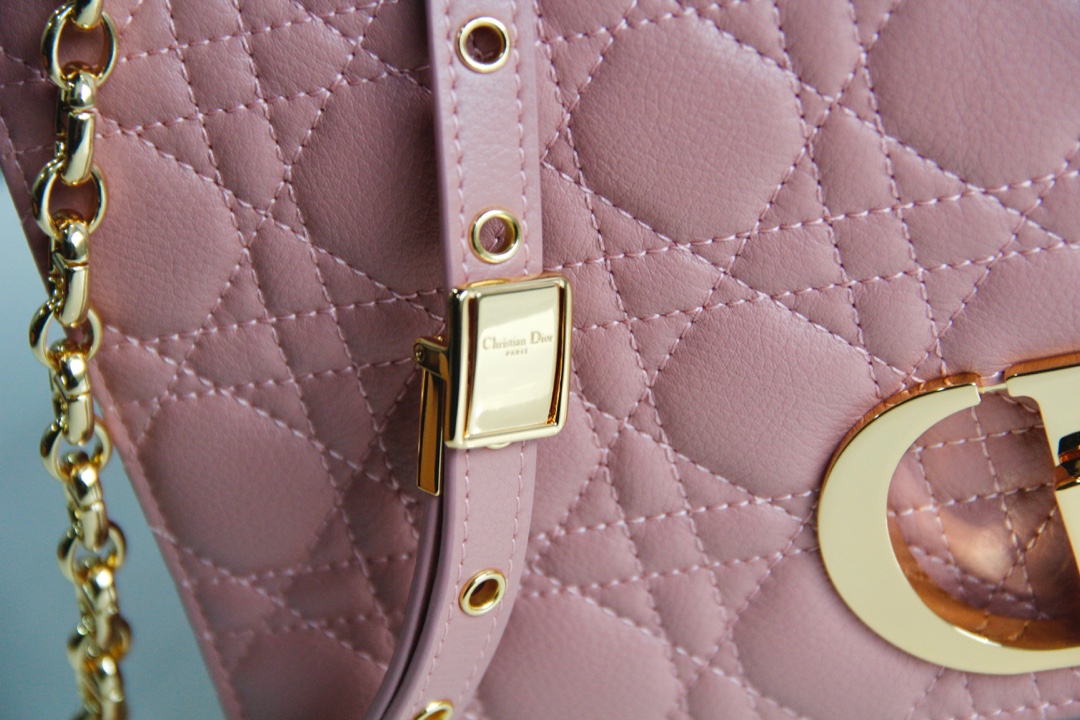 Large Dior Caro Bag Hydrangea Pink Supple Cannage Calfskin